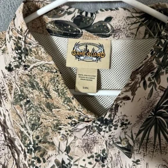 Game Guard Shooting Shirt Men 5XL Beige Vented Fishing Hunting